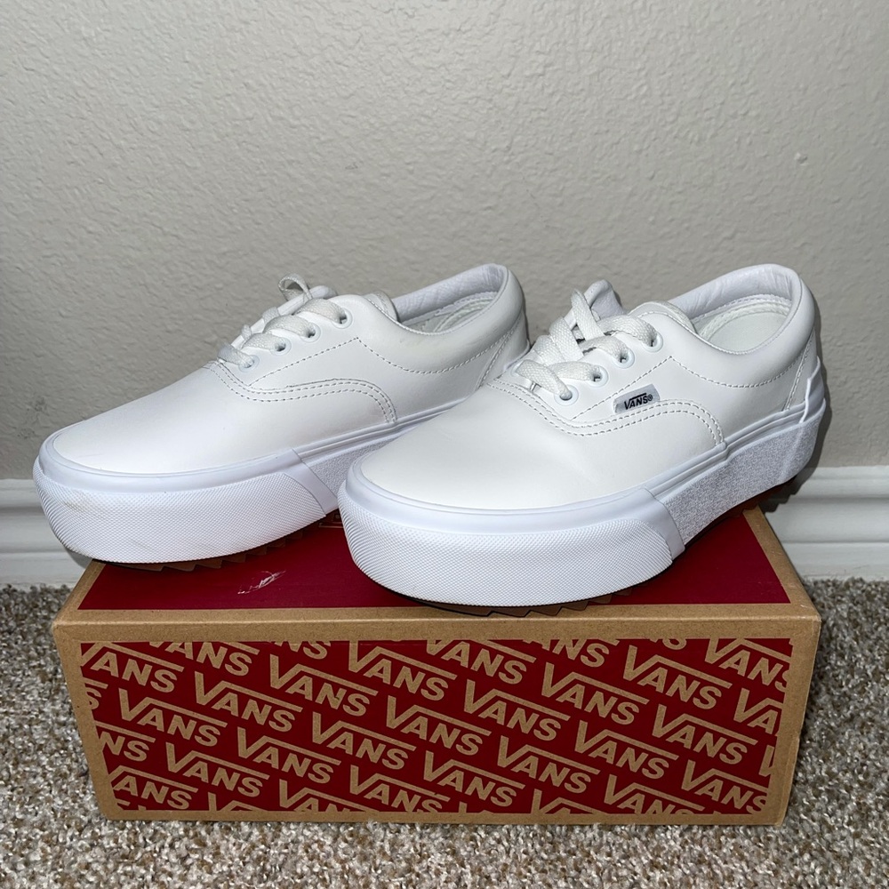 Platform Vans (white leather)